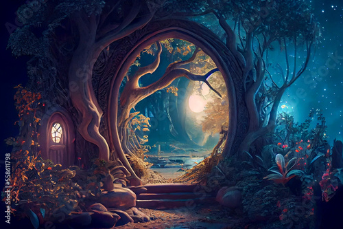 Fairytale fantasy forest  ai illustration