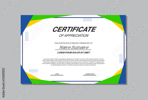 certificate template with blue and green modern style