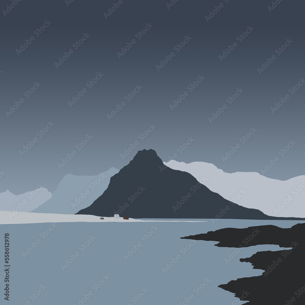 Minimalist illustration of a mountain landscape
