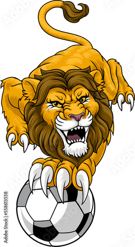 Lion Soccer Football Animal Sports Team Mascot photo