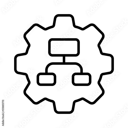Hierarchy line icon. Idea, creativity, Team building , responsibilities, management, subordination, setup, configuration, check mark, director. Team work concept. Vector line icon on white background