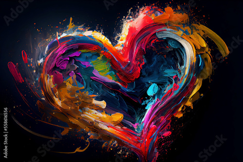 Colorful paint love heart shape for Valentine's Day (Generative AI)