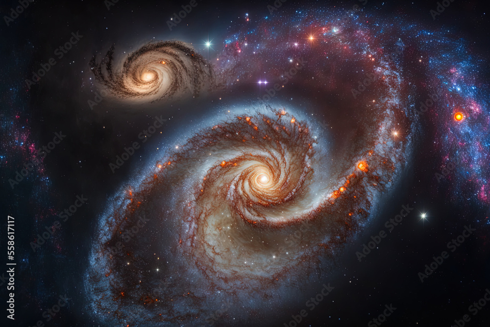 Galaxies and the Milky Way Nebula in space. Generative AI Galaxies and the Milky Way Nebula in space. Generative AI