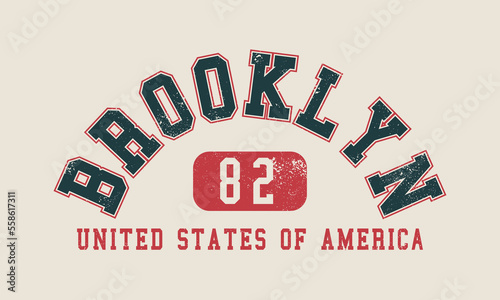 Brooklyn north Carolina slogan print state Vintage retro varsity   with college emblem for graphic tee t shirt or sweatshirt