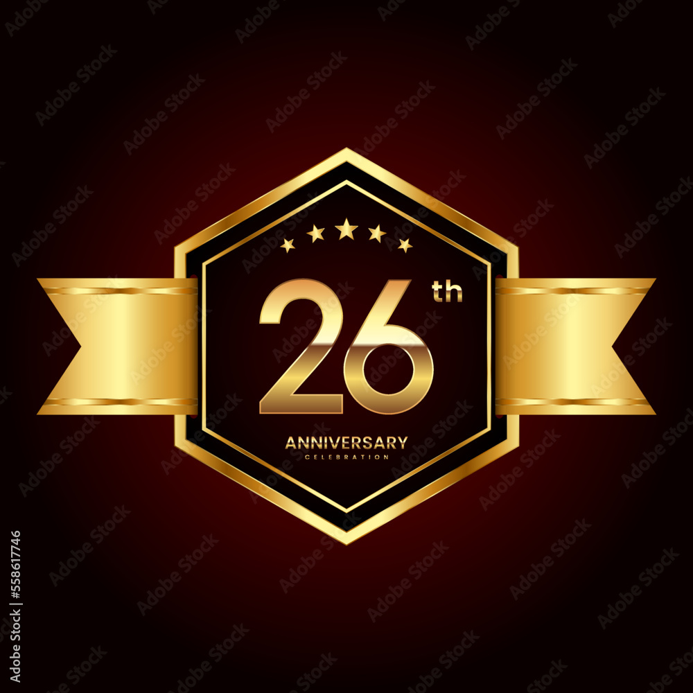 Logo design with emblem style for 26th anniversary celebration event. Logo Vector Illustration Logo design with emblem style for 26th anniversary celebration event. Logo Vector Illustration
