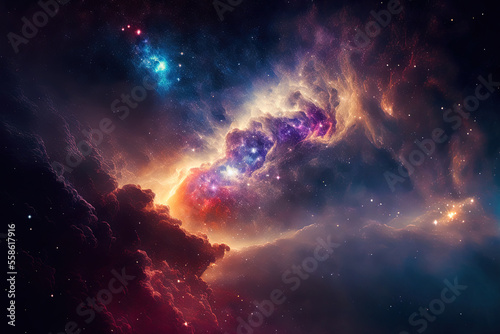 Space s Milky Way Nebula and galaxies. Generative AI