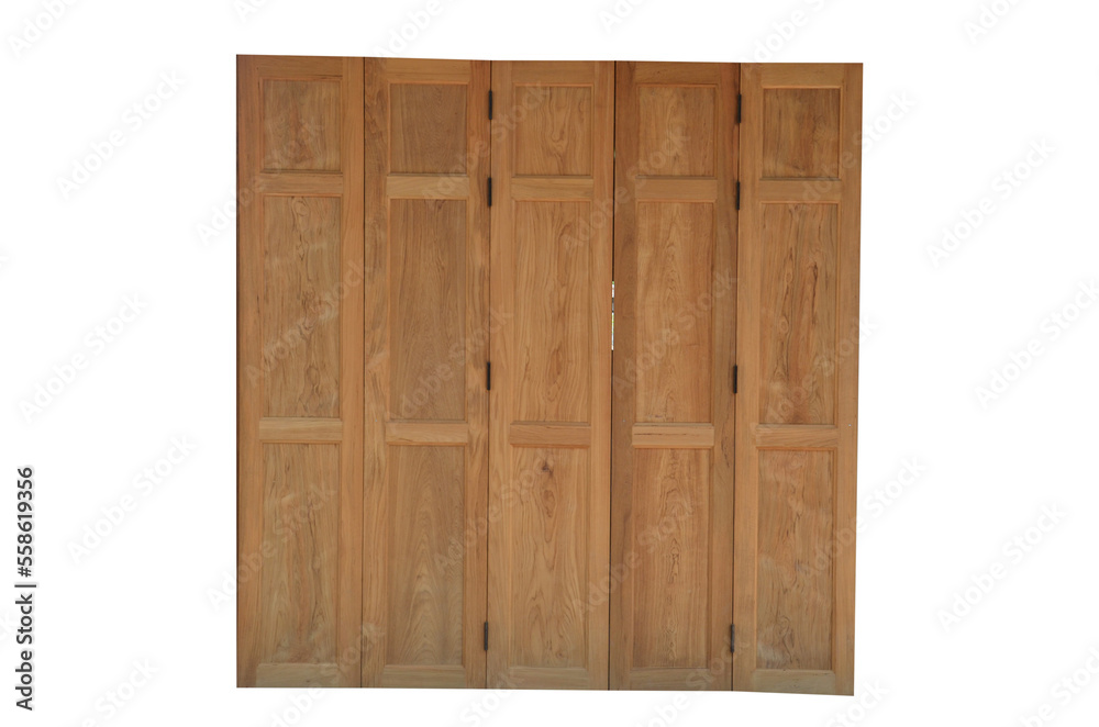 wooden doors isolated on white background with clipping path