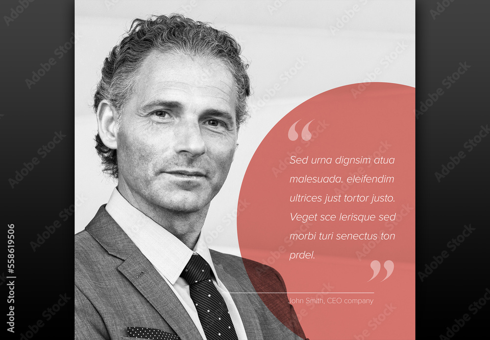 Profile photo with a red circle block quote template