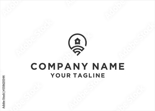 House point logo vector. Pin icon with city combination