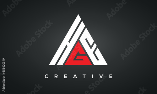 HGE monogram triangle logo design 
