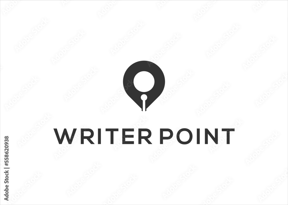 writer point design. Location pin shaped pencil pen logo vector template writer point design. Location pin shaped pencil pen logo vector template