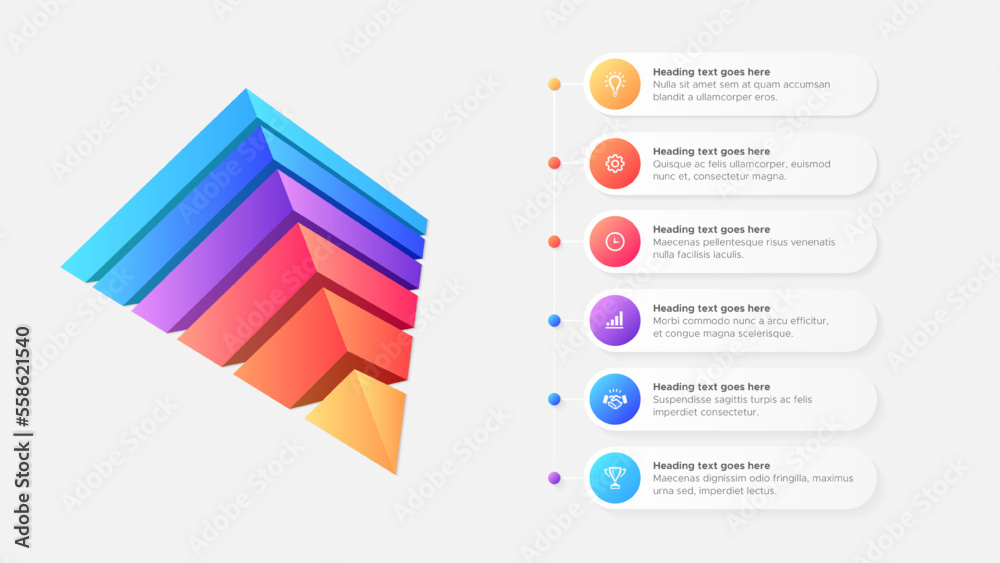 Hierarchy 3D Pyramid Six 6 Options Business Infographic Modern Design Template - obrazy, fototapety, plakaty 
