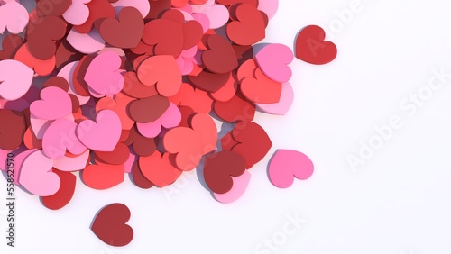A pile of colorful heart models 3d rendering 