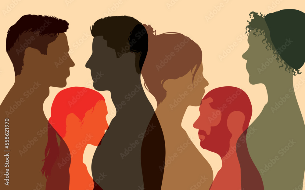 Diversity multiculturalism. Equal rights and anti-racism. Various cultural profiles of men and women. Friendship in multi-ethnic society. Diversity multiculturalism. Equal rights and anti-racism. Various cultural profiles of men and women. Friendship in multi-ethnic society.
