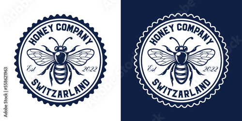 Vector honey label in vintage style, this design can be used as a template for a honey package