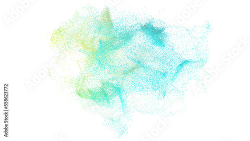 3D rendering of burst of colorful sand or pebble particles on transparent background 