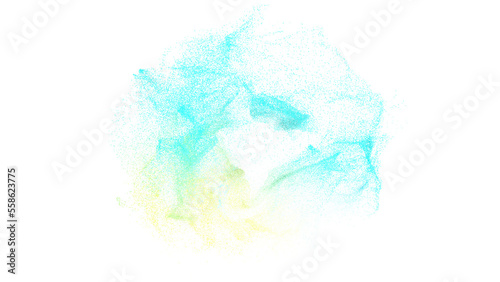 3D rendering of burst of colorful sand or pebble particles on transparent background 