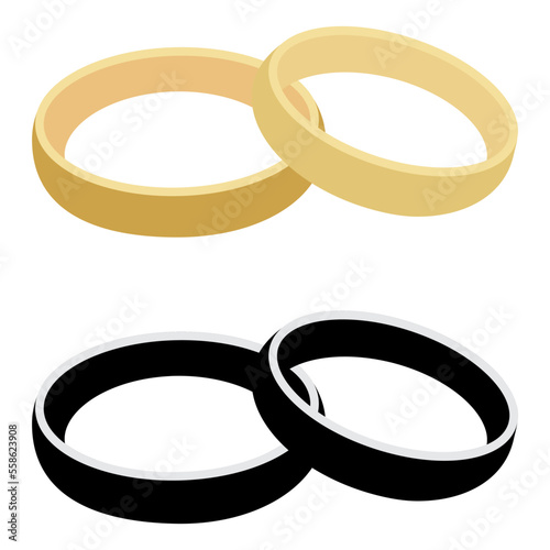 Wallpaper Mural wedding rings flat style, isolated vector Torontodigital.ca
