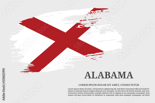 Alabama US flag grunge brush and poster, vector