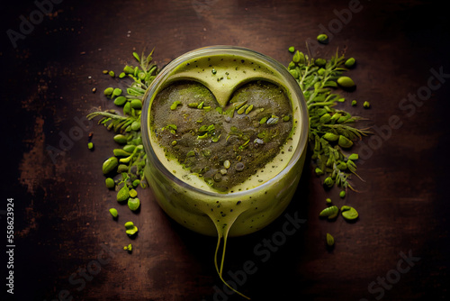 Green smoothie with heart