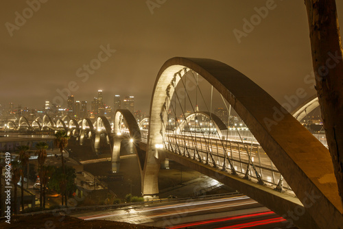 Brand New Sixth Street Bridge in The Arts District of Downtown Los Angeles with Futuristic Motion Blur © christopher