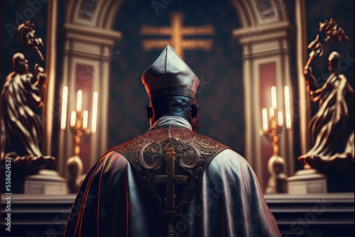 black pope just elected in vatican illustration generative ai