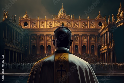 black pope just elected in vatican illustration generative ai photo