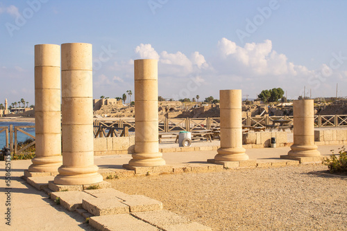 The ruins of King Herod's palace that forms part of Caserea Maritima National Park in Israel