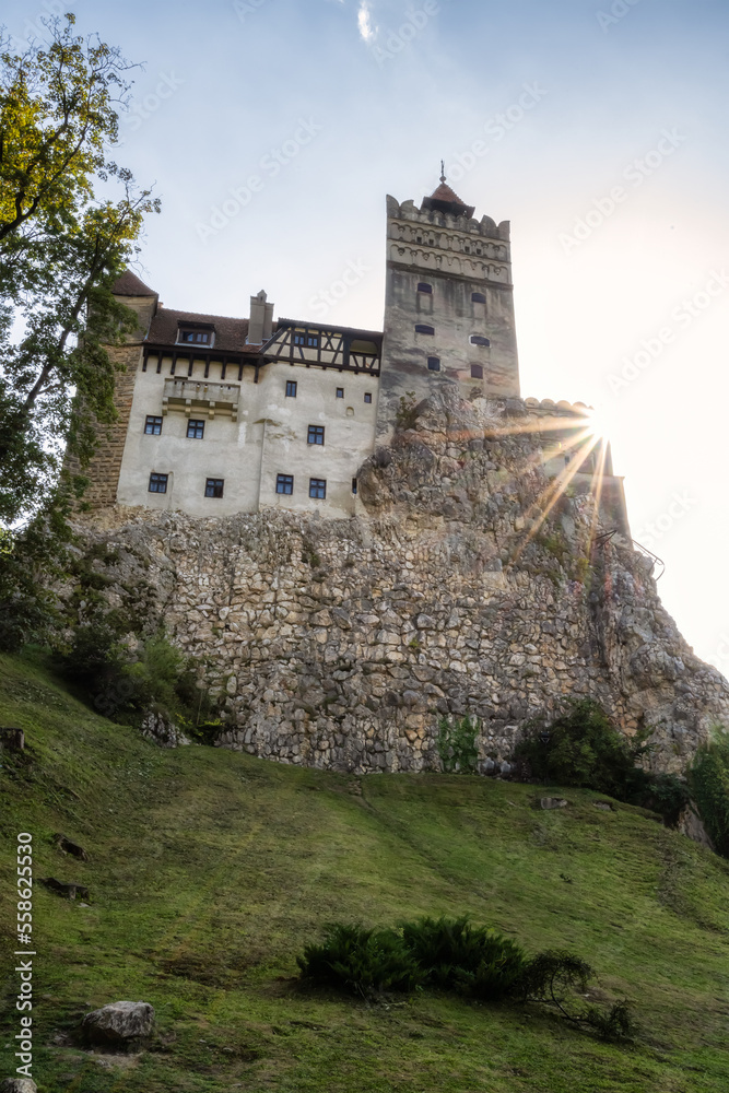 Bran Castle in suuny day best known as Dracula's Castle, home of Vlad Tepes Dracula, Brasov, Transylvania, Romania