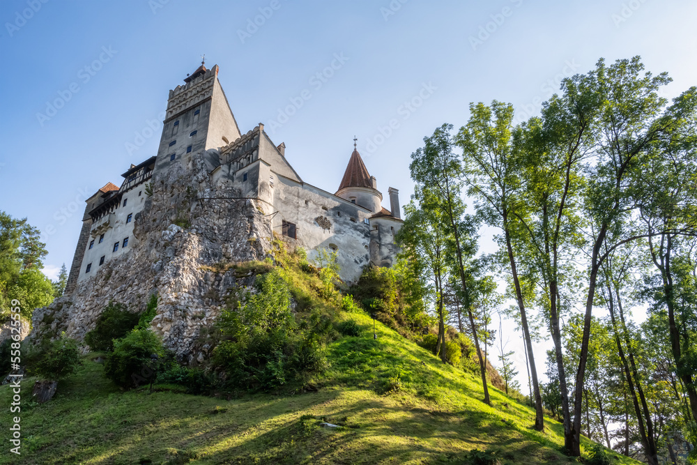 Bran Castle in suuny day best known as Dracula's Castle, home of Vlad Tepes Dracula, Brasov, Transylvania, Romania
