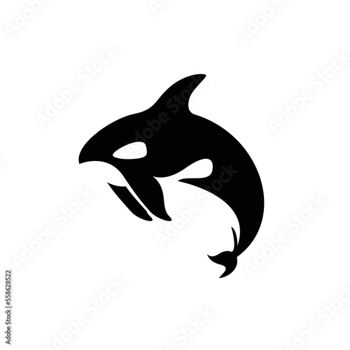 orca whale predator killer silhouette underwater wildlife animal logo design