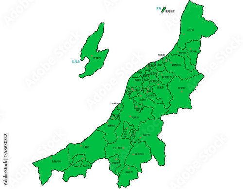 新潟県 地図 緑 イラスト