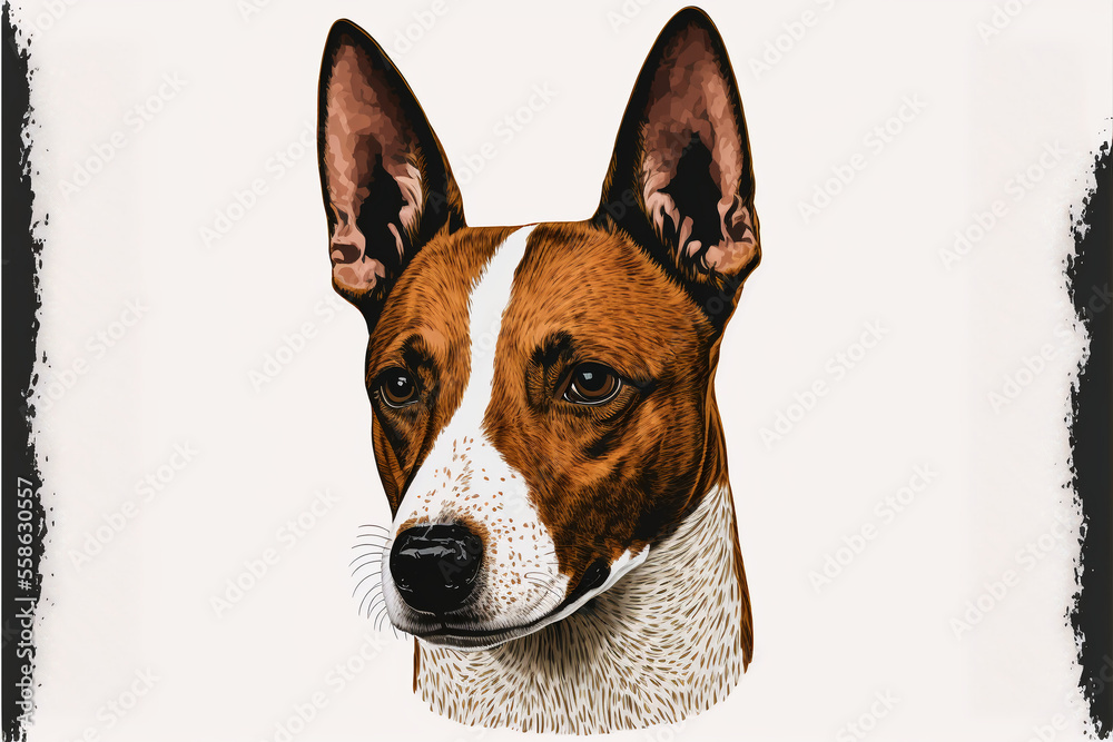 Basenji, a breed of dog native to Africa. Vector illustration for logo or design. Generative AI.