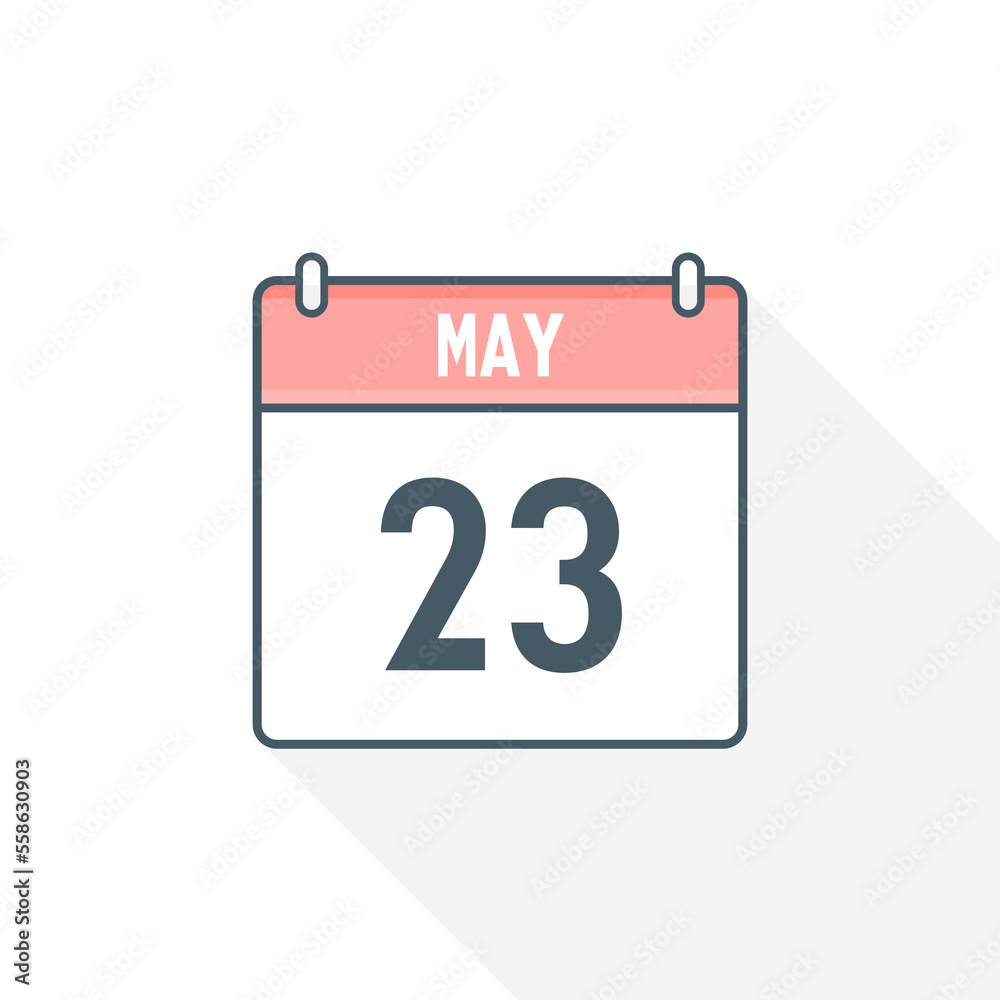 23rd May calendar icon. May 23 calendar Date Month icon vector illustrator 23rd May calendar icon. May 23 calendar Date Month icon vector illustrator
