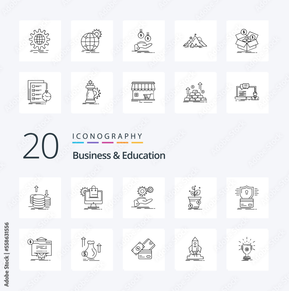 20 Business And Education Line icon Pack. like pot. dollar. services. services. idea