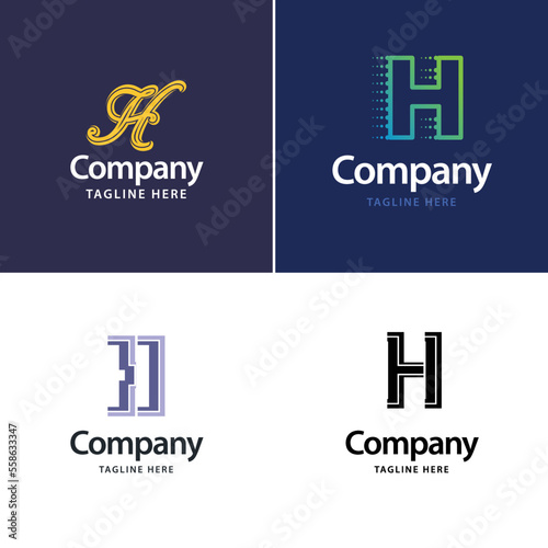 Letter H Big Logo Pack Design. Creative Modern logos design for your business. Vector Brand name illustration