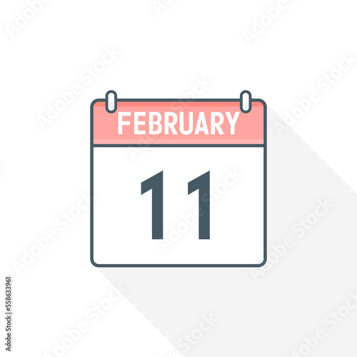 11th February calendar icon. February 11 calendar Date Month icon vector illustrator