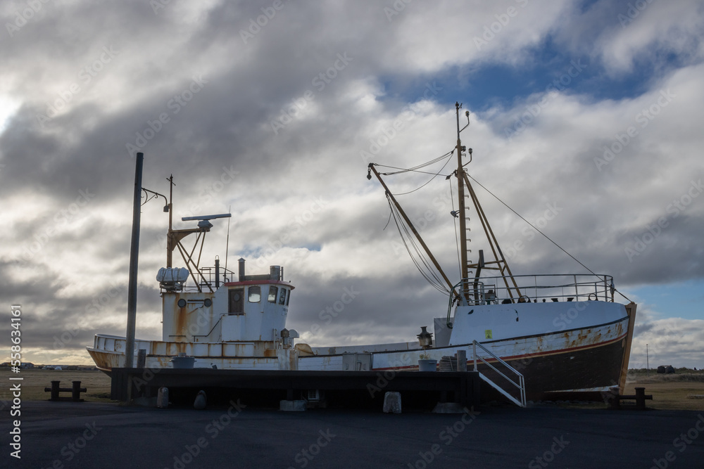 Boat agrounded - museum in Suðurnesjabær, Iceland
