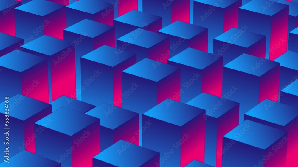 Abstract Geometric Surface square Dark Blue and purple. Minimal square grid pattern animation in Dark Blue and purple. Seamless loop. 4K Video