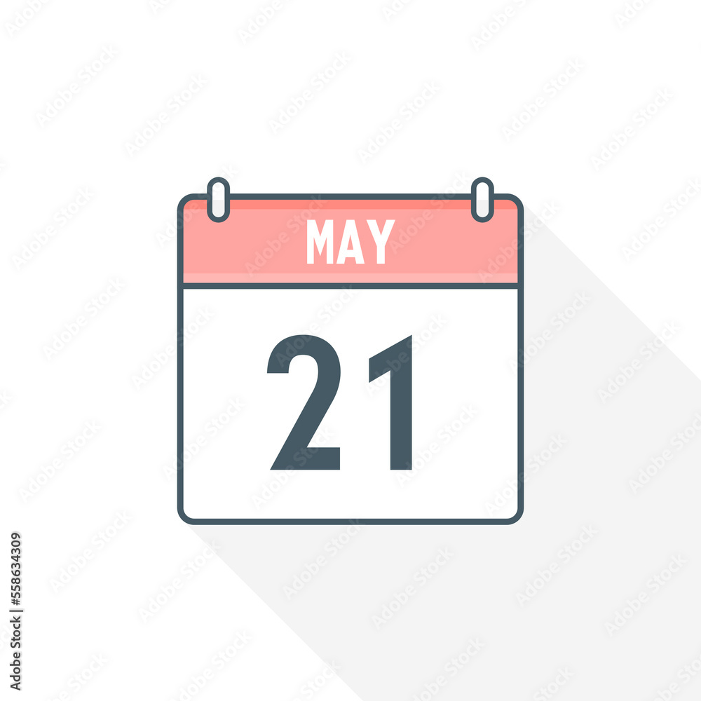 21st May calendar icon. May 21 calendar Date Month icon vector illustrator 21st May calendar icon. May 21 calendar Date Month icon vector illustrator