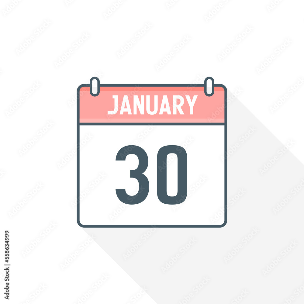 30th January calendar icon. January 30 calendar Date Month icon vector illustrator 30th January calendar icon. January 30 calendar Date Month icon vector illustrator