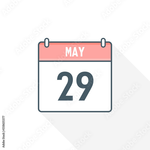 29th May calendar icon. May 29 calendar Date Month icon vector illustrator