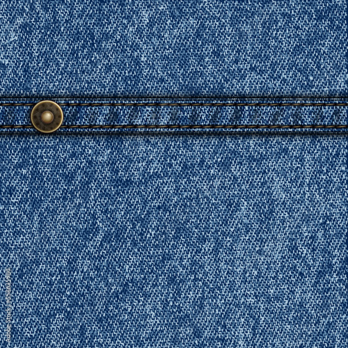 Stitched denim background with rivet and stitch - jeans template with copyspace  