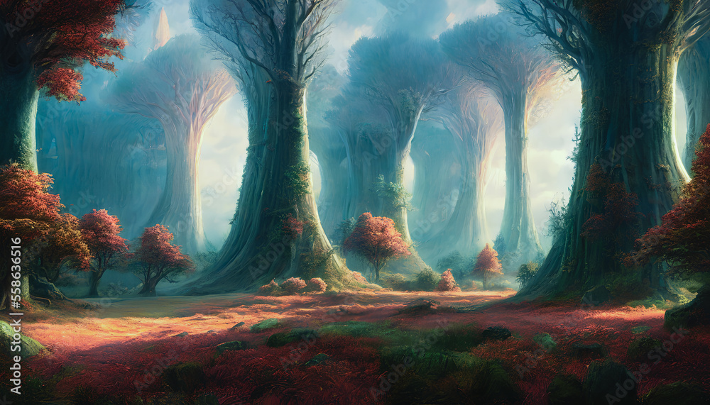 A magical, enchanted forest straight out of a fairy tale. Generative AI A magical, enchanted forest straight out of a fairy tale. Generative AI