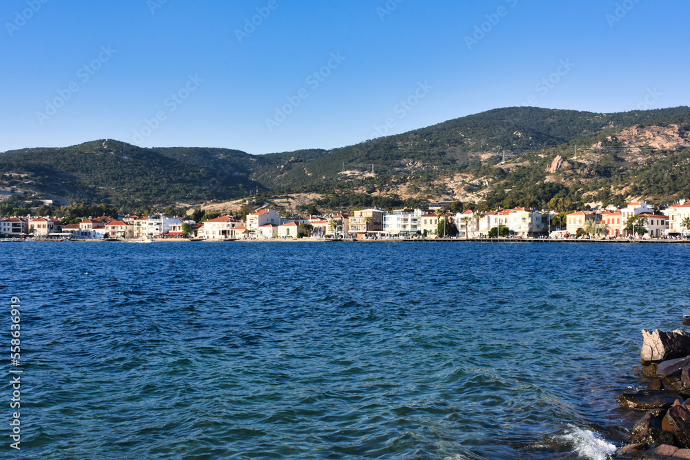 Fototapeta premium The coastline of Foça, an ancient sea town. Foça takes its ancient name from the endangered Mediterranean monk seals.