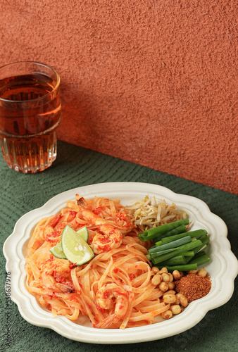 Pad Thai Noodle, Thai Spicy noodel Style Made from Rice Noodle photo