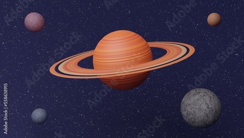 Saturn is the sixth from the Sun and the second largest planet in the Solar System. The 3d model was made using the blender program, render Cycles.