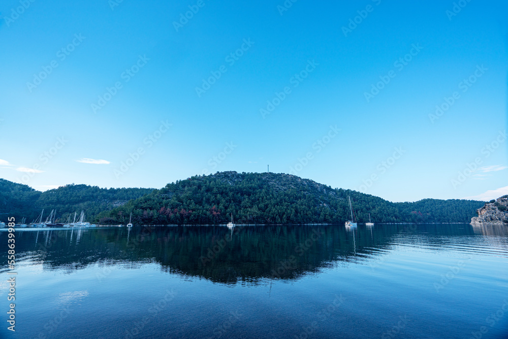 Kızkumu is an area of 600 metre shallow water that divides this bay of Turkey into two and is part of Orhaniye District of the city Muğla in Turkey