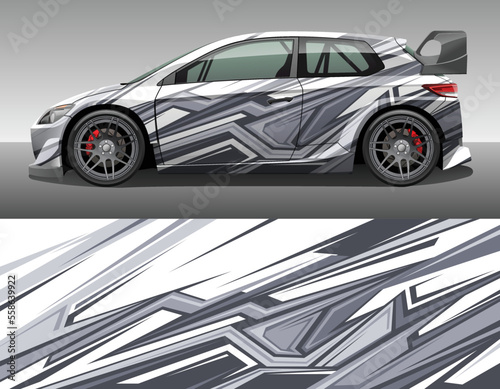 Car wrap vinyl racing decal ornament. Abstract geometric striped sport background design print template. Vector illustration.