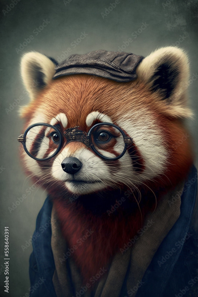 Adorable generative Ai of red panda in clothes. Adorable generative Ai of red panda in clothes.